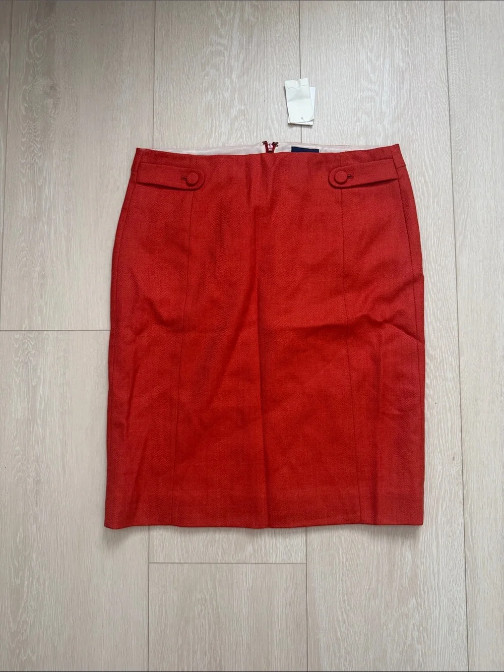 J. Crew Orange Red Button-Tab Pencil Skirt
